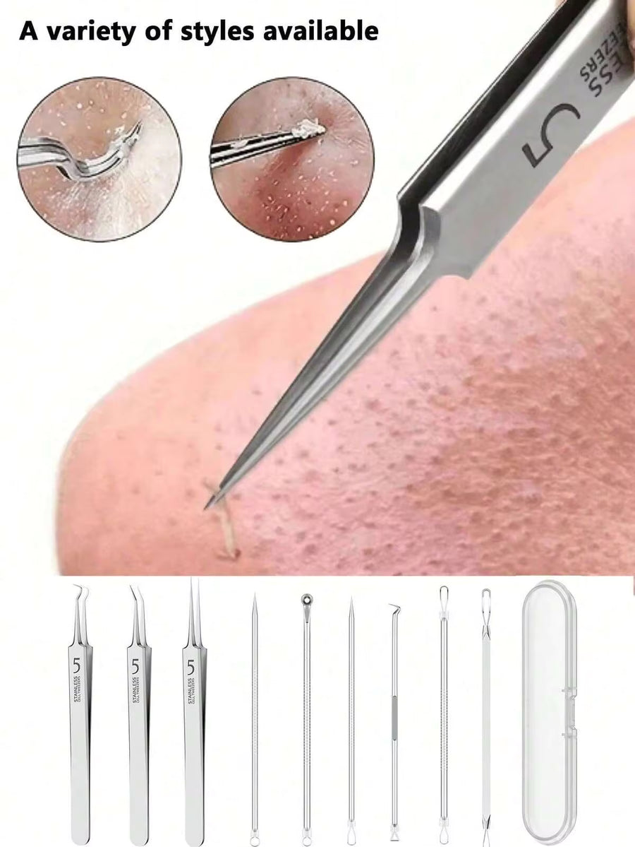 6pcs #5 Ultra-Fine Blackhead Needles, Suitable For Normal Skin, Acne Removal Tool, Elegant Design Durable, Beauty Salon Facial Care Tool, Comes With Storage Bag