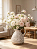 Minimalist White Resin Vase Is A Perfect Addition To Any Home Decor; Vintage Style Flower Pot With Beautiful Texture; Large Vintage Vase With Handle, Suitable For Tabletop Or Garden.
