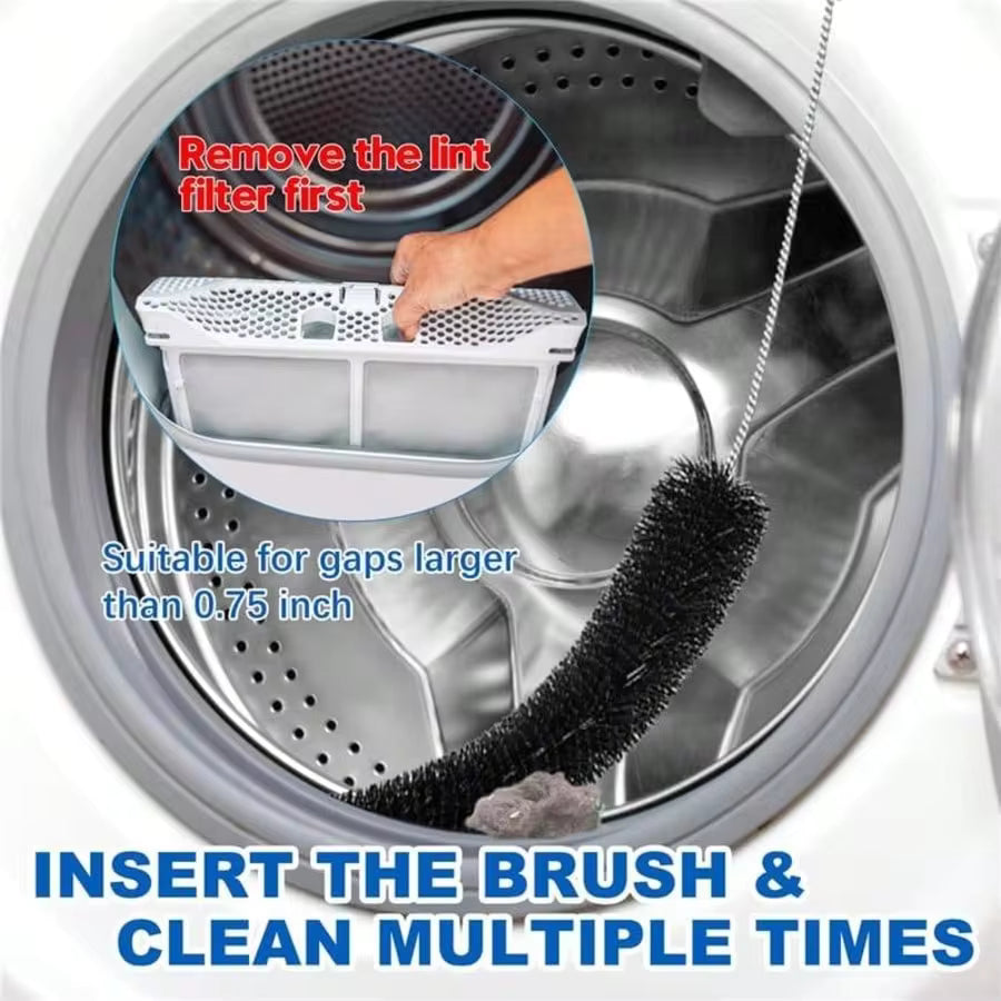 Dryer Exhaust Cleaning Tool Set, Manual Cotton Brush & Flexible Gap-Brush & Washing Machine Brush, Specialty Hand Tools For Bathroom & Kitchen Use, Cleaning Supplies, Bathroom Accessories, Home